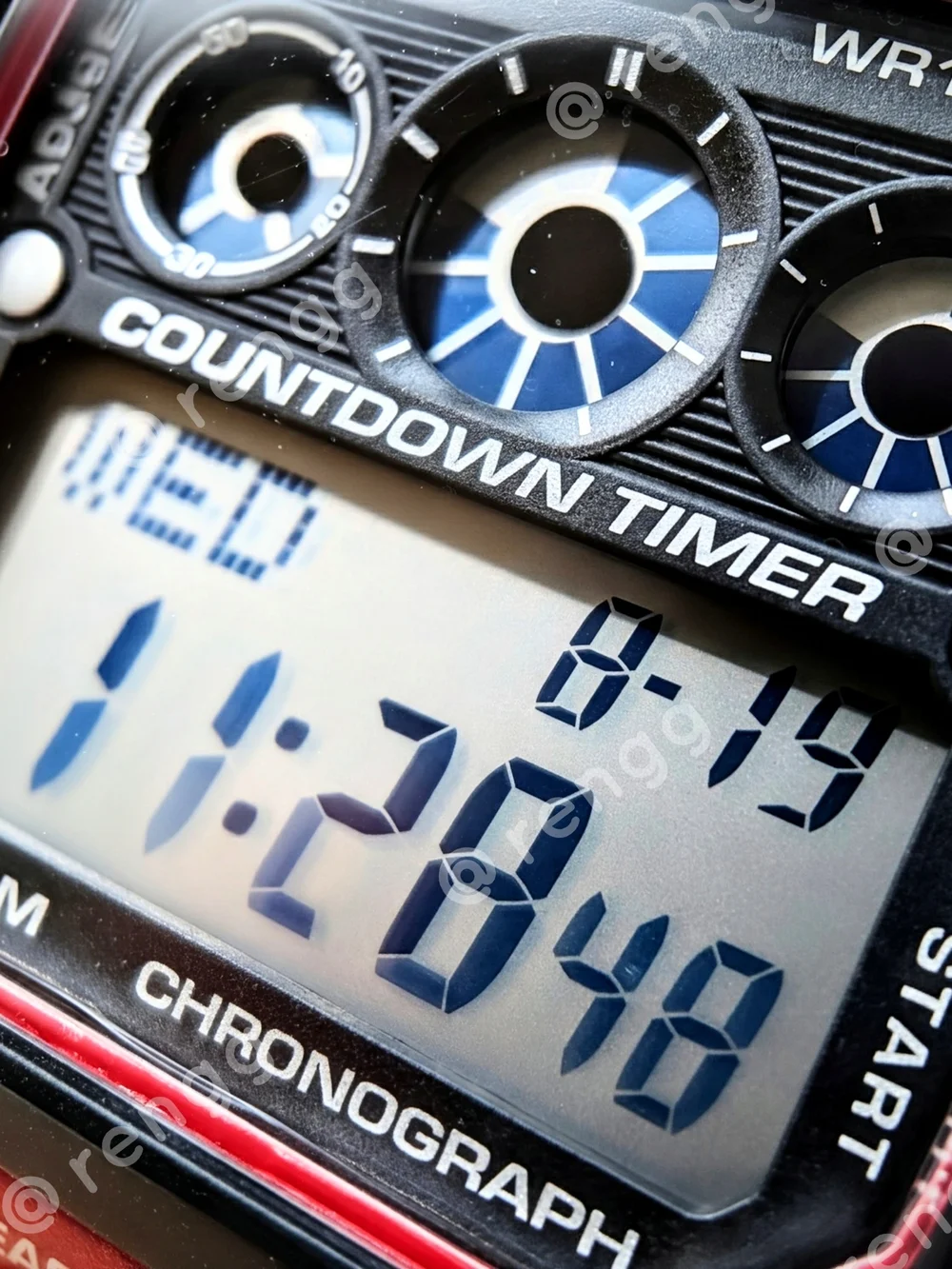 42mm Casio Red Digital Sport Watch with Countdown Timer